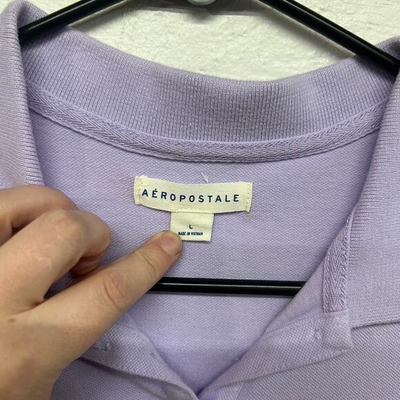 Aeropostale Lavender Polo Shirt L Y2K Preppy Classic Stretch Casual Quiet Luxury - Picture 2 of 5